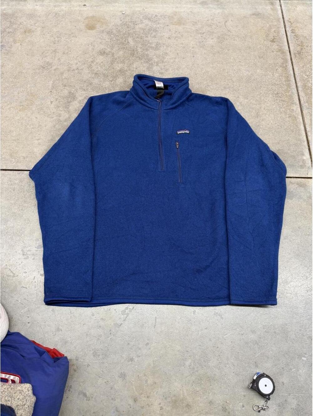 vintage patagonia better sweater dark blue quarter zip fleece jacket size xl